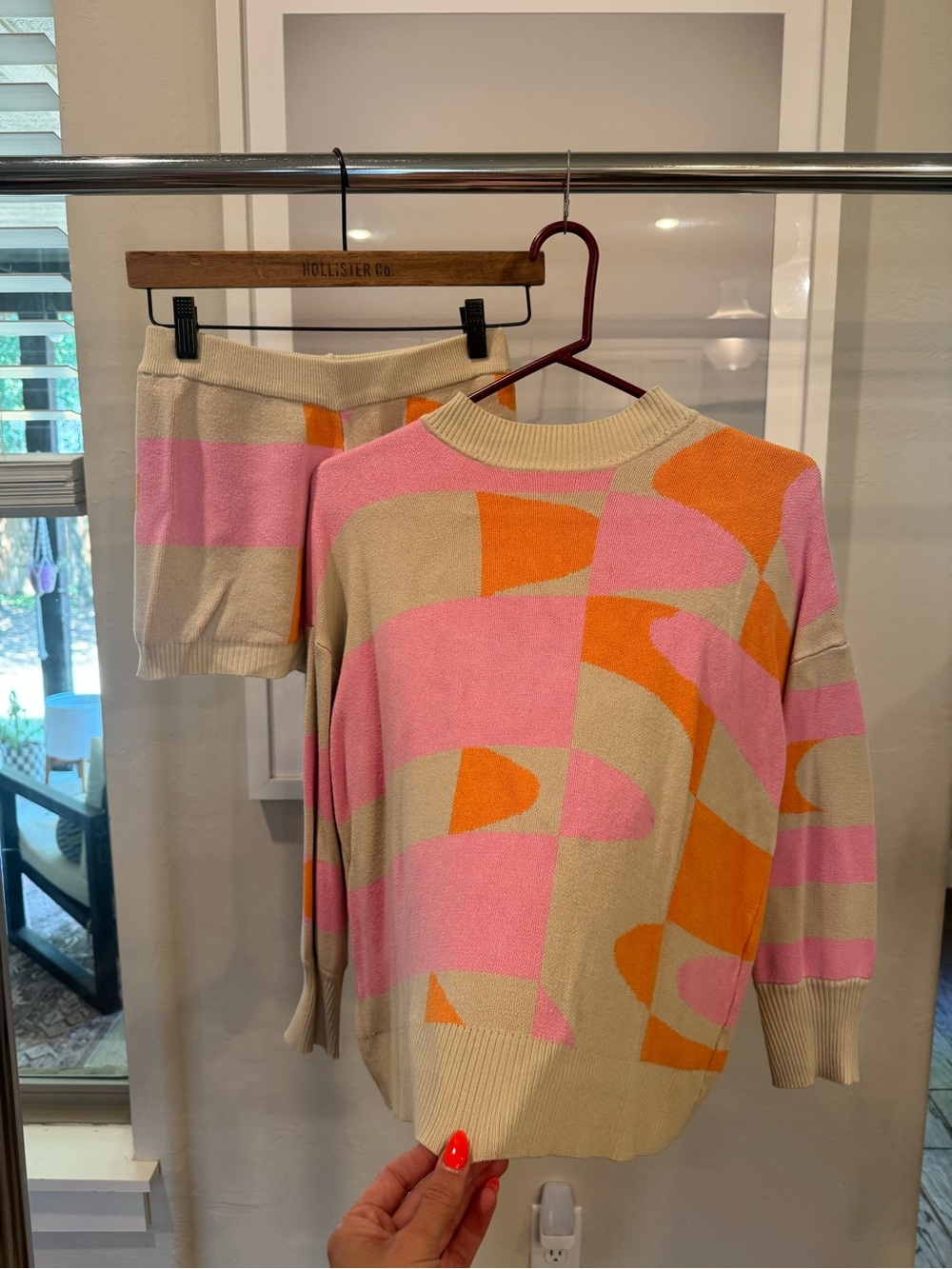 VRG GRL Geo Shape Knit Sweater & Shorts Set